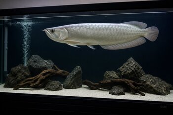 silver arowana in aquarium